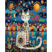 PhotoCustom 5d Diamond Painting Colorful Cat Full Round Diamond Embroidery Art Animal Home Decor