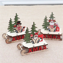 Christmas Decorations Wooden DIY Sleigh Skiing Cartoon Santa Desktop Ornament Children's Gift Small Gift