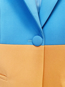 HIGH STREET Newest 2026 Designer Runway Suit Set Women's Single Button Color Block Blazer Flare Pants Suit
