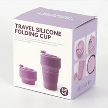 Vaso plegable de silicona de grado alimenticio de 350 ml, con tapa, vaso de café reutilizable y portátil, para bebidas calientes, ideal para viajes y camping