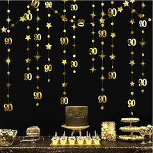 Gold 45th 40th 50th Happy Birthday Paper Banner Decoration Hanging Birthday Number Circle Twinkle Star Garland Streamer Backdrop
