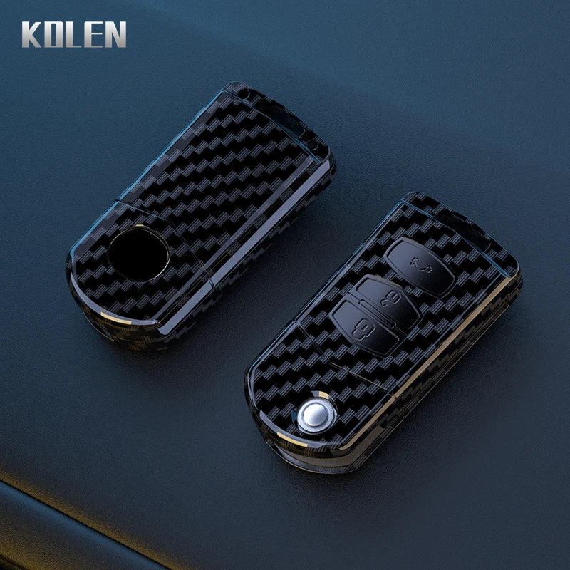 ABS Carbon Fiber Car Flip Key Case Cover For Mazda 2 3 5 6 8 CX7 CX-7 CX5 CX-5 CX9 CX-9 MX5 MX-5 M6 RX8 RX-8 2 3 4 Buttons Shell