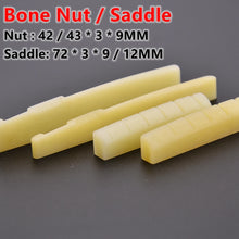 6 String Real Guitar Bone Nut 42*6*9MM/43*6*9MM and 72*3*9mm/72*3*12mm Bridge Saddle  Bone for acoustic/ LP electric guitar