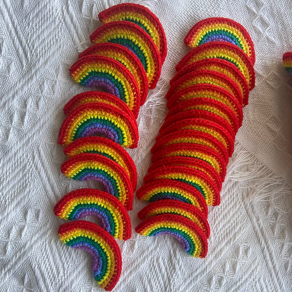 Hand-knitted Crochet Rainbow Hair Clips Cotton Wool Cap, Sweater Canvas Bag Decoration, Clothing Patch Accessories, 5 Pcs, 10Pcs