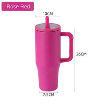 Vaso térmico de 40 oz con asa y pajita, doble pared al vacío, a prueba de fugas, taza de viaje para bebidas frías, café caliente y con tapa