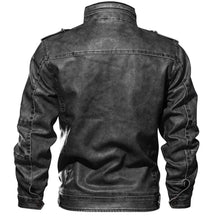 Men's Vintage Faux Leather Biker Jacket with Stand Collar, Sizes XXS to 6XL - image 5