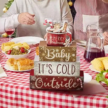 Christmas Tiered Tray Decor Creative Wooden Festive Text Stacked Block Ornaments for Party Home Festival
