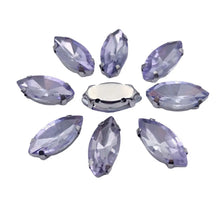 Horse Eye Shape Glass Rhinestones With Claw Marquise Sew On Stone Strass Diamond Silver Metal Base Crystals For Needlework