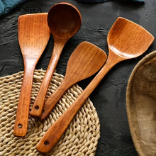 Juego de 4 utensilios de cocina KEMORELA, herramientas de cocina, pala de madera, cuchara, espátula para cocinar antiadherente, pala para alimentos