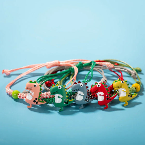 Pulsera de dinosaurio multicolor de dibujos animados tejida a mano, regalo favorito de los niños, venta al por mayor, dropshipping #82592