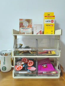 Tea Bag Storage Box Office Coffee Organizer Drawer Rack Mask Lipstick Cosmetics Rack Kitchen Organization Desk Storage Shelf