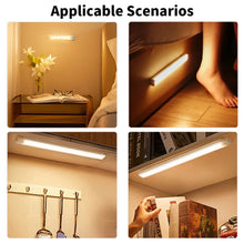 LED Motion Sensor Light Wireless Night Light Rechargeable Long Strip Bar Lamp for Kitchen Cabinet Wardrobe Bedside Staircase