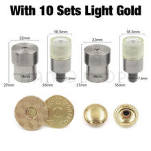10sets/lot 14-18mm Rivets Magnetic Buttons Fasten Leather Craft Mould Fastener Snaps Installation Punch Tool Mould Accessories