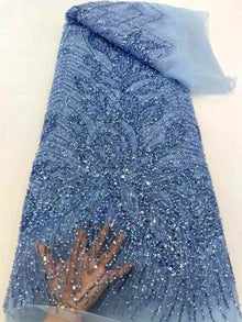 Orange Luxury African Sequins Lace Fabric 2025 High Quality French Nigerian Groom Beaded Lace Fabric For Sewing Dress
