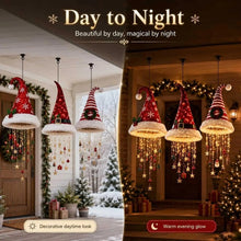 Christmas Santa Hat LED Hanging Light Warm Glowing Chandelier String Lights Xmas Ornament Home Stairway Holiday Party Decor