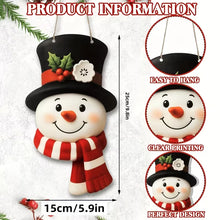 Christmas Snowman Door Hanging, Farmhouse Winter Wreath Decor, Welcome Sign for Front Door, Wall, Window & Home Holiday Decor