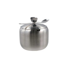 Useful Stainless Steel Sugar Bowl Gold Silver Large Capacity Seasoning Pot with Spoon Lid Durable Storage Jar Home