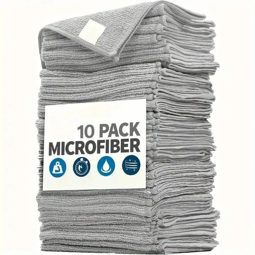 Light gray cleaning cloth set, with highly absorbent, soft and stain-removing fabric