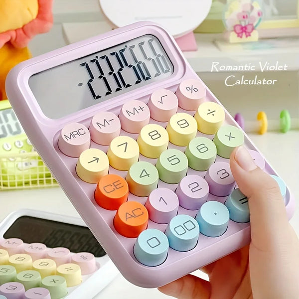 1pc 12-digit large LCD display and big round button desktop calculator for flexible keyboard calculator for office, school