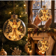 10CM Clear Christmas Ornament Ball Glowing Decor Holiday Scene Christmas Tree Hanging Toy Winter Diorama Bauble for Window Xmas