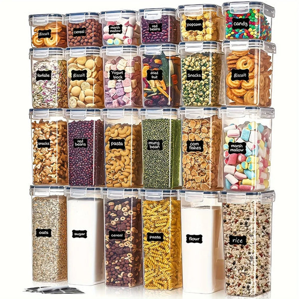 24 piezas Recipientes para almacenamiento de alimentos 12 cajas 12 tapas Organizador de despensa hermético Accesorios de cocina Gadgets Herramientas Hogar Harina Azúcar