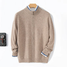 Cárdigan de punto grueso con cremallera y cuello alto para hombre, 100% lana merino, novedad de otoño e invierno, suéter tipo suéter de cachemir