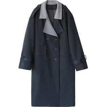 CHIC VEN Women Trench Coat Solid Loose Contrast Double Collar Double Breasted Long Female Windbreaker Office Lady Spring Autumn