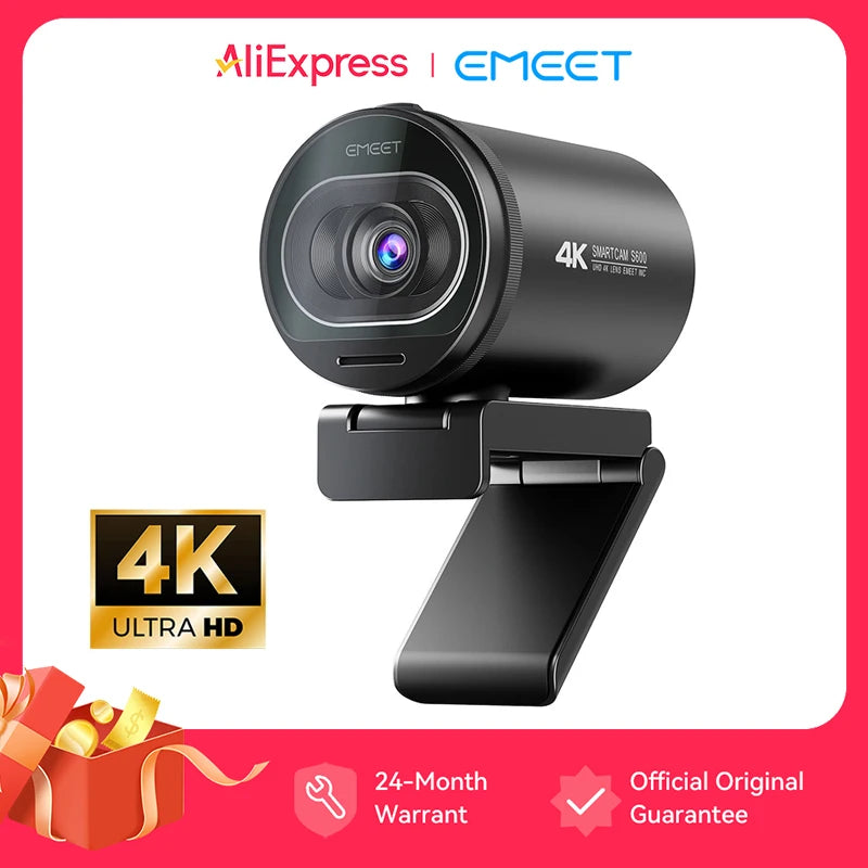 Webcam 4K HD USB Web Camera 1080P 60FPS Fast Autofocus Streaming Camera EMEET S600 With Mics for Video Calling/Zoom/Skype/Teams