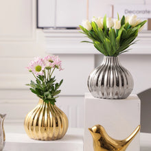 XIYA FLOWER Unique Geometric Vase Modern and Minimalist Style Ceramic Craftsmanship Gold Silver Festival Home Decor
