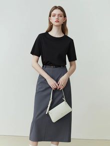 FSLE 100% Cotton Short-Sleeved T-Shirt Women'S Spring Summer New Round Neck Straight White Black Top For Women