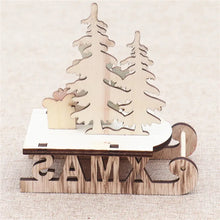 Christmas Decorations Wooden DIY Sleigh Skiing Cartoon Santa Desktop Ornament Children's Gift Small Gift