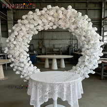 Luxury  Rose Flower Row Runner Arrangement White Wedding Backdrop Circular arch Decor Floral With Frame Event Banquet Party Prop