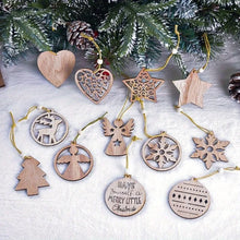 Elegant Wooden Christmas Ornaments Collection with Snowflake and Heart Designs for Home Tree Decor Festive Party Supplies,