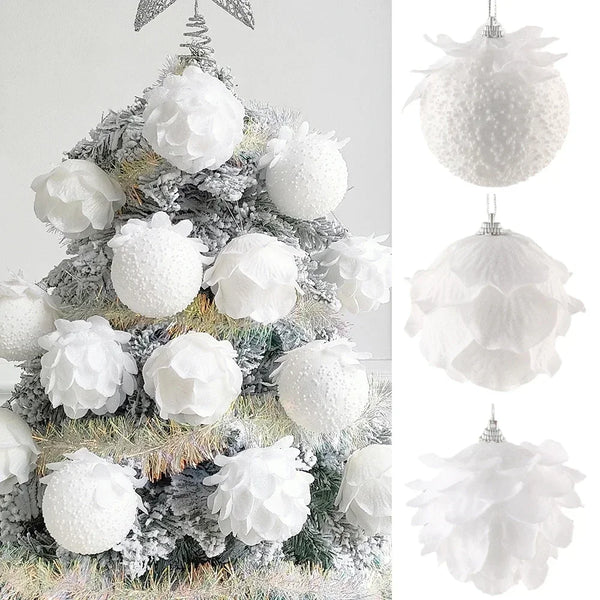 1PCS 8cm White Christmas Ball Christmas Tree Hanging Pendant Flower Foam Snow Balls for Home Xmas Decoration New Year