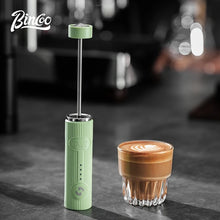 Juego de espumador de leche eléctrico para café Bincoo con taza, mezclador de espuma de leche, taza para arte latte de 300/450 ml