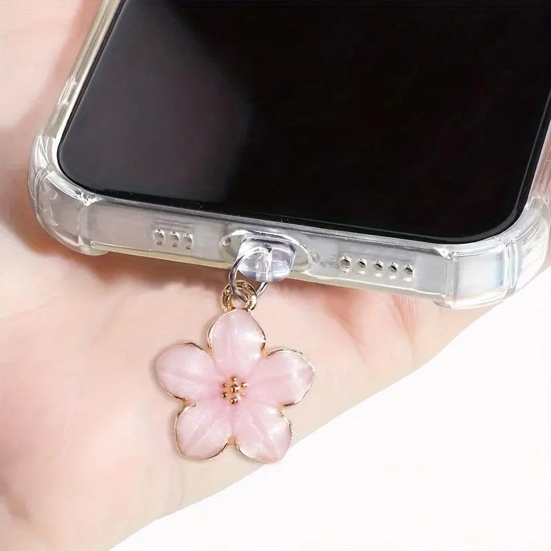 Sakura Flower Phone Dust Plug Pendant for iPhone and Type-C Charging Ports
