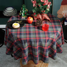Christmas Decoration Round Tablecloth Plaid Table Cover for New Year Family Gathering Restaurant Party Dinner Xmas Home Decor