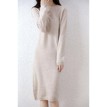 Cashmere Sweater Knitted Dresses 100% Merino Wool Women's Winter Female Elegant Pullovers Dress Autumn Casual Long Sleeve Skirts