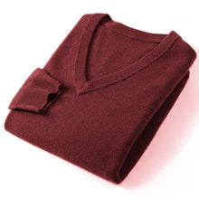 Autumn Men's V Neck Warm Pullover Sweaters Solid Color Slim Casual Sweater Long Sleeve Men's Basic Solid Color Trend Outerwear
