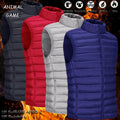 Chaleco casual para hombre, estilo Animal Game, ligero para otoño, sin mangas, con cremallera, chaqueta tipo chaleco, abrigo de plumas para exteriores con bolsillos