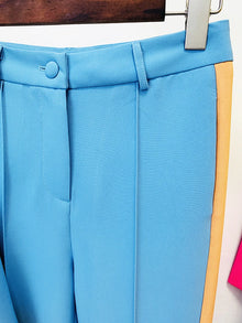 HIGH STREET Newest 2026 Designer Runway Suit Set Women's Single Button Color Block Blazer Flare Pants Suit