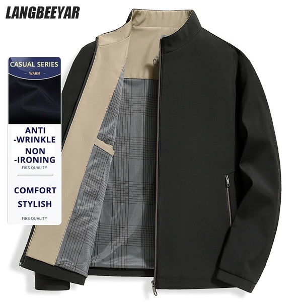 Chaqueta de alta calidad para hombre con cuello alto, cortavientos ligero, chaqueta para exteriores, abrigo soft shell, ropa de abrigo casual para otoño 2026