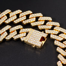 Collar cubano de eslabones con diamantes de imitación AAA estilo "Iced Out", cadena cubana de cristales de 2 filas para hombre, joyería hip hop de 13/14/20MM
