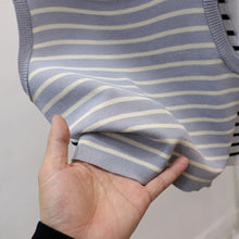 2026 Spring Summer New Sleeveless Ice Silk Knit Tank Top Striped O-Neck Women's Camisole Slim Fit Versatile Sexy Crop Tops