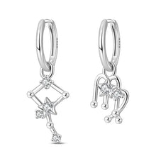 Nuevos pendientes de botón de plata de ley 925, serie de los doce signos del zodiaco con circonitas, joyería de boda para mujer, moda para chicas.
