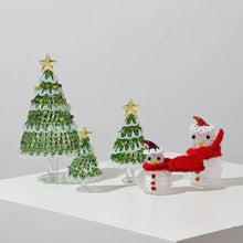 Home Decor Crystal Christmas Tree Handcrafted Glass Brushed Glass Snowman Figurines Table Ornaments Crafts Christmas Decoration