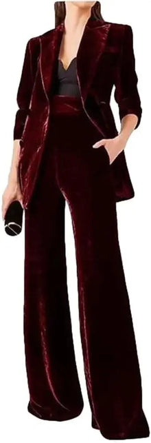 Traje de terciopelo de doble botonadura para mujer, conjunto de 2 piezas para reuniones de negocios y oficina, banquetes de boda, cenas y bailes
