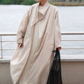 Women Autumn Long Trench Coat Chic Stand Collar Button Batwing Sleeve Oversize Jacket Fashion High Street Windproof Loose Outfit