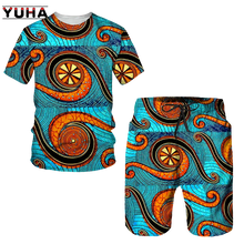 YUHA,Newest African Print Women's/Men's T-shirts Sets Africa Dashiki Men’s Tracksuit/Vintage Tops Sport And Leisure Summer Male