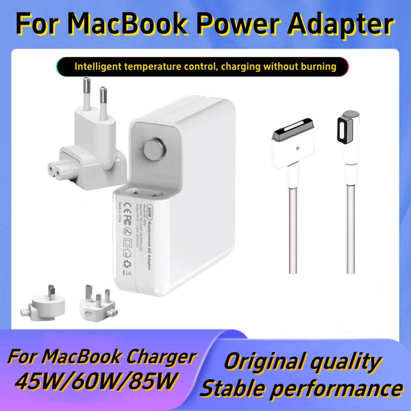 Adaptador de corriente y cargador rápido magnético Magsafe 1/2 de 45W, 60W y 85W para MacBook Air/Pro A1466 A1278 A1502 A1398 A1286